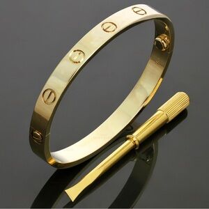 Gold Screw Motif Women's Bracelet with Mini Screwdriver